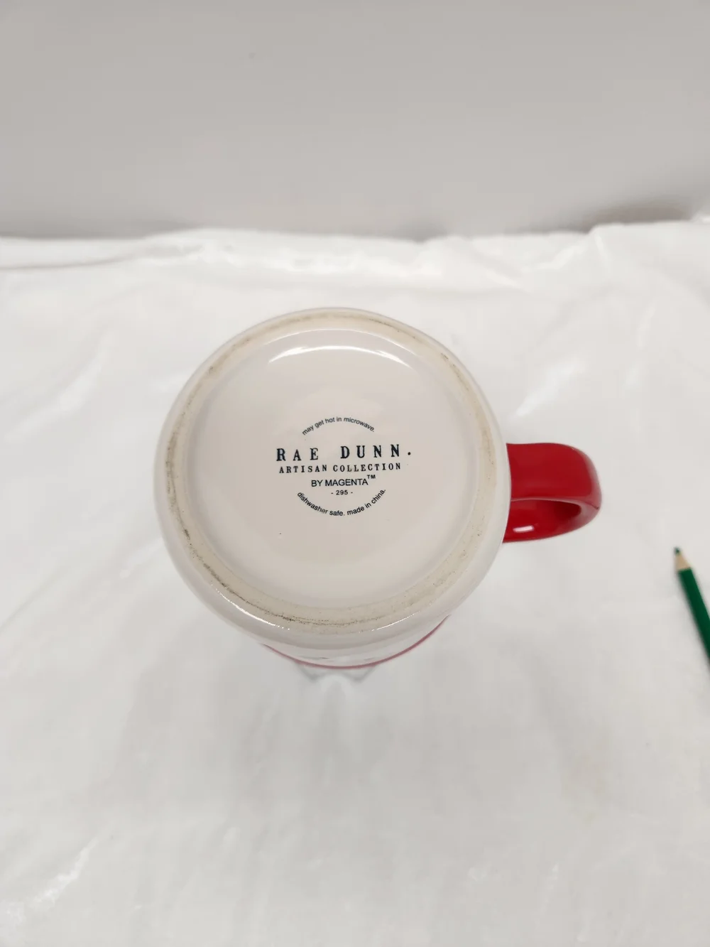 Rae Dunn White Ceramic Mug with Red Trim & Handle - Oh Snap